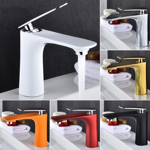 Basin Faucets Hot&Cold Sink Mixer Bathroom Basin Tap Brass Gold/Chrome/White/Red/Black Bathroom Faucet Crane Sink Tap
