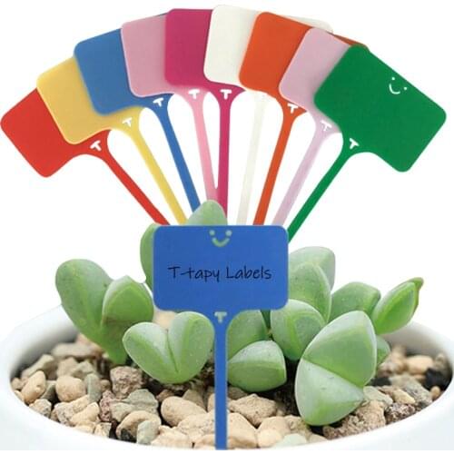 100PCS Plant Tags T Type Plant Markers Colorful Waterproof Label Nursery Garden Labels for Plant Pot Vegetable Seedling Tray