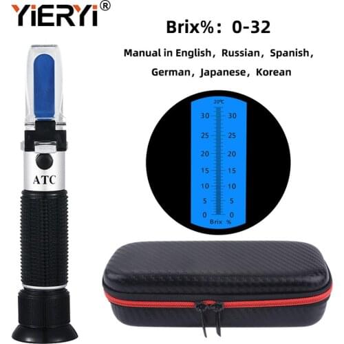 Yieryi Brix 0-32 Refractometer Hand Held Refractometer ATC Optical Test Meter With black bag