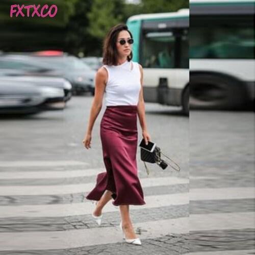 Burgundy Women Elegant OL Skirts Saia Mujer Faldas High Waist Mid -Calf Casual Girls Clothes Party Formal Wear Custom Made
