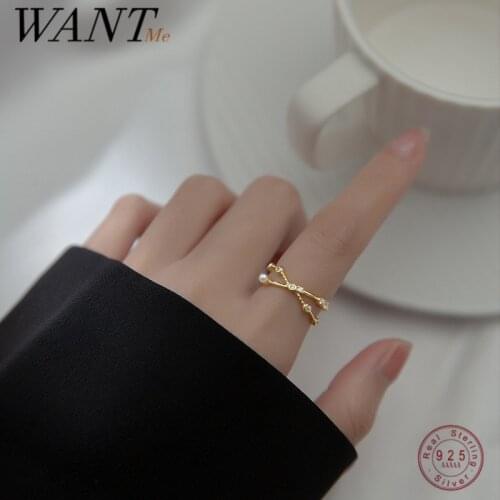 WANTME 925 Sterling Silver Punk Cross European Unique Pavé Zircon Open Ring for Women Gothic Charming Party Jewelry Accessory