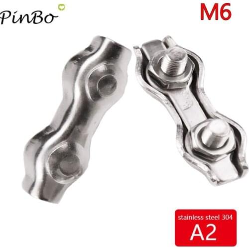10PCS Stainles Steel 304 M6 Duplex Double Pole Cable Clip Wire Clamp Double Secured