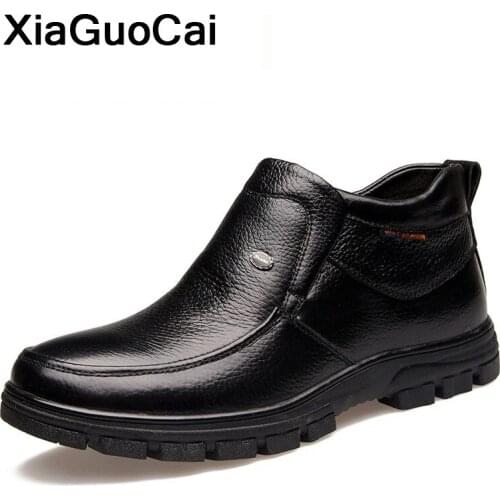 2021 Men Shoes Winter Warm Man Ankle Boots Antiskid Slip-on Male Plush Boots With Fur High Top Hot Sale British Mans Footwear