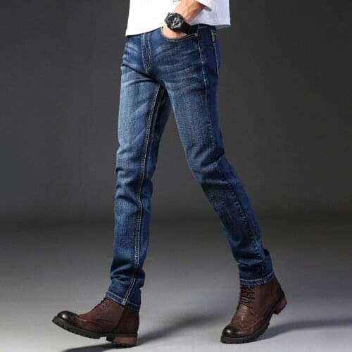 2021New Popular Stylish Top Quality Stretch Men Jeans Solid color Micro-elastic Classic Jeans
