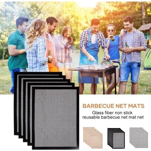 33 X 40cm 5pcs Grill Mesh Mat Non Stick BBQ Grill Mats for Outdoor Grill Reusable BBQ Sheets for Gas Grill XH8Z