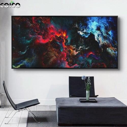Abstract Colorful Texture Wall Art Canvas Painting with Frame Moden Space Galaxy Flame Home Decor Print HD Picture Nordic Poster