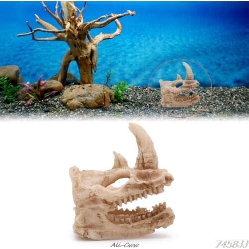 Aquarium Artifical Rhino Skull Resin Terrarium Decoration Fish Tank Simulation Statue Landscape Reptile Cave House Ornament