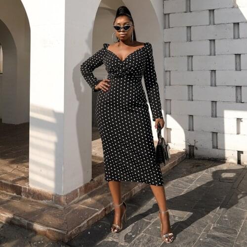 Big Size Womens Summer Fashion New Party Sexy Leisure Long Sleeve Dot Skirt Womens Long Skirt