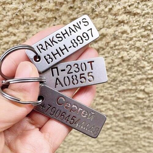 Car Engraved Phone Number Key Chains Dog ID Tag Stainless Steel Custom Made friend Gift For Stainless Steel Lost Recovery Card