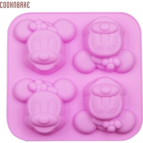 COOKNBAKE DIY Silicone Mold for Handmade Soap Small silicone Cake mold 4 Holes Flower Bear lovely Cat and Mouse