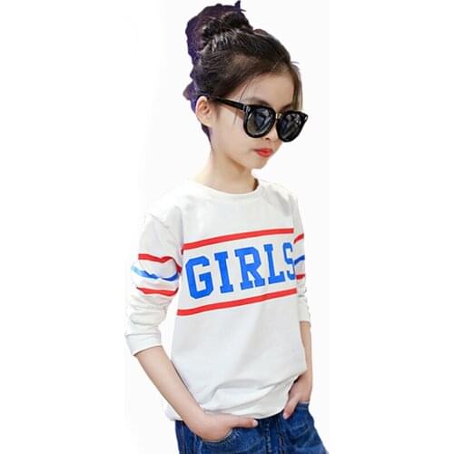 Children T-Shirts for Girls Clothing Long Sleeve Letters Girls Tees Cotton Casual Kids Tops 2020 New Big Virgin Bottoming Shirts