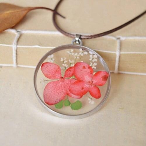 Herbarium Jewelry Japanese style handmade 70CM Green Leaf Red Butterfly Epoxy Natural Flower Long Necklace For Women Girls Gifts