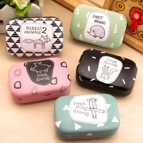 10pcs/lot New arrival Cute High quality letter Contact lens case Fashion cartoon animal Partner box Nursing box 8.5*5.5*2.5cm