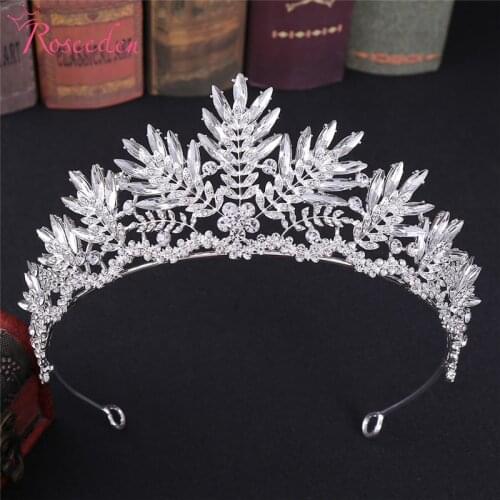 Crystal Leaf Wedding Tiara Crown Bridal Hair Accessories Princess Diadem Fashion Headdress RE3760