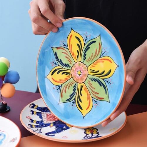 1PCS Nordic Ceramic Dinner plate Mark Coffee Cup Food Snacks plate Sushi Steak Fish food dish Household Kitchen Tableware