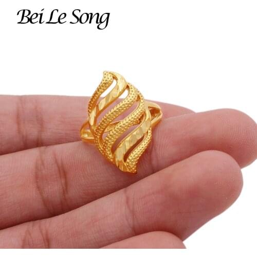 Dubai rings new 24K gold color for women wedding jewellery party resizable luxury ring for wife gifts African Dubai French