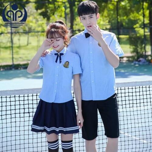 School uniforms set 2019 new style summer British style short-sleeved shirt + skirt dj Navy uniforms two-piece