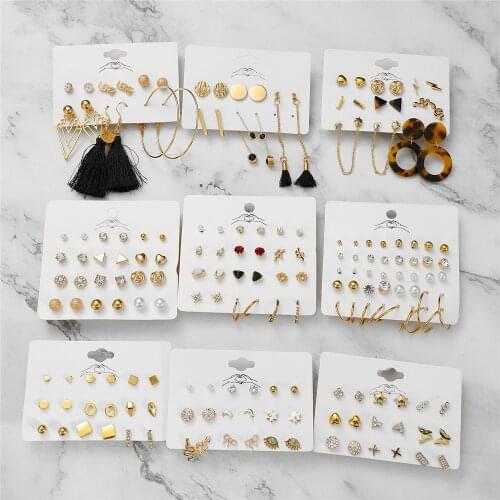 Womens Earrings Set Butterfly Leopard Earrings For Women Bohemian Fashion Jewelry 2021 Geometric Crystal Heart Stud Earrings