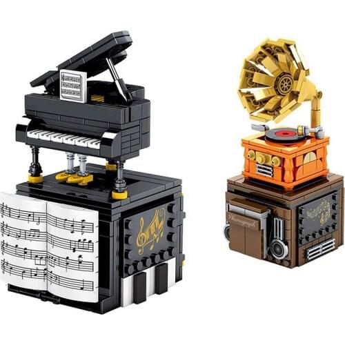 Piano Gramophone Building Blocks Bluetooth Speaker Phone Stand Blocks Childrens Educational DIYToys For Kid Gifts