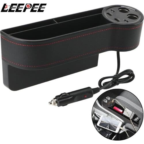LEEPEE Car Organizer Seat Crevice Gaps Storage Box Side Slit Pocket Cigarette Lighter Phone Holders Accessories Stowing Tidying