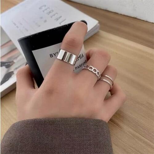 Fashion Chunky Finger Ring Antique Gold Plated Women geometric Shape Open Cuff Rings Jewelry