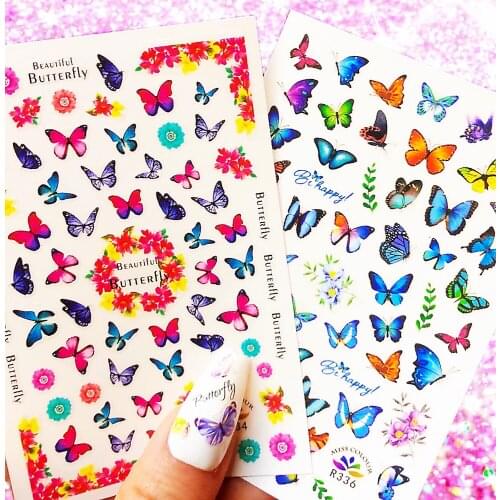 Nail sticker Butterfly Design Nails Art Manicure Back Glue Decal Decorations Nail Sticker For Nails Tips Beauty MG111
