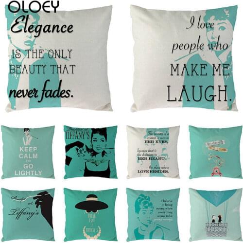 Cushion Cover Ladys Portrait Pillow Case Character Audrey Hepburn Design Home Decorative Throw Pillow Cover 1679