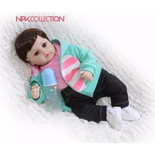NPKCOLLECTION 47CM Soft Silicone Handmade Reborn Baby Girl Dolls Realistic Looking Newborn Baby Doll Toddler Cute Birthday Gift