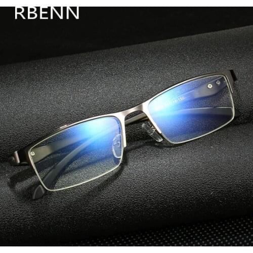 RBENN High Quality Business Reading Glasses Men Semi-Rimless Presbyopic Glasses with Diopter +0.75 1.25 1.75 2.25 2.75 4.5 5.0