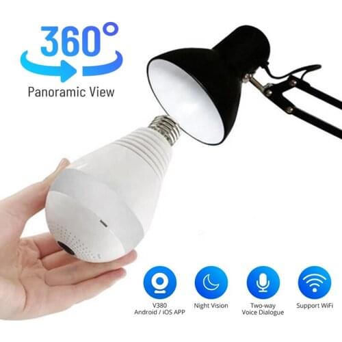 1080P Fishey Lamp Panoramic Light Bulb Camera Wifi 360 HD IR Night Vision V380 APP Home Security Surveillance Cameras With Wifi