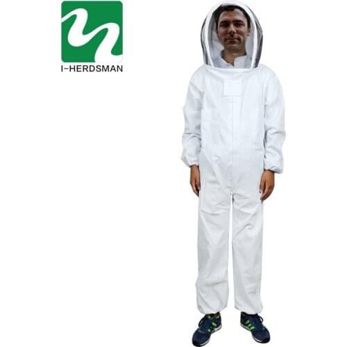 Professional Cotton Full Body Beekeeping Suit with Self Supporting Veil Hood L / XL Beekeeping Tool