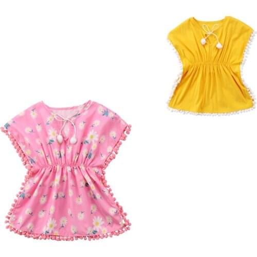 Citgeett Princess Kids Baby Girls Dress Gown Ball Summer Beach Dress Flower Fringe Dresses Overall Cute Summer Clothing