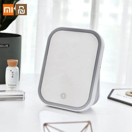 Youpin Xiaomi Folding Makeup Mirror LED 28pcs Lamp Bead Desktop Portable Makeup Mirror With Lamp USB Charging Beauty Mirror