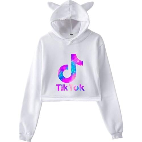 TIK TOK Printed Cat Ear Hoodies Sweatshirt Women Sexy TIK TOK Casual Fashion Comfortable Hoodie