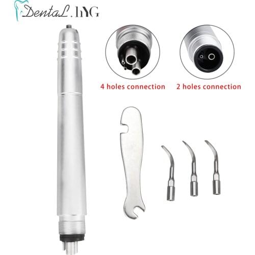 Dental Ultrasonic Air Scaler 2Holes/4 Holes Handpiece 3 Tips Air Scaling Polishin Tools Teeth Whitening Cleaner