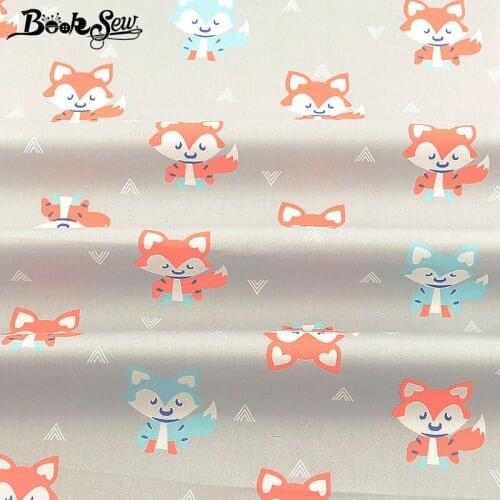 Booksew 100% Cotton Twill Fabric Beige Tela Sewing Material Patchwrok DIY Cartoon Animals Design Tecido Tissu Coton Scrapbooking