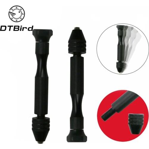 Twist Drills Bit Mini Micro Aluminium Manual Hand Drill Keyless Chuck 0.3-3.2mm walnut Woodworking Drilling Rotary Tools DT6