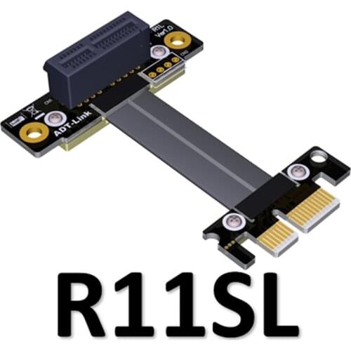 Right Angle PCIe 3.0 x1 to Extension Cable 8G/bps High Speed Data PCI Express Riser Card Extender Ribbon Cable 90 Degree R11SL