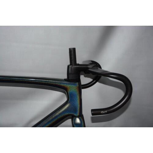 High quality sl7 carbon frame integrated stem 6-degree ultra-light road bike disc frame set With glitter green Carbon seat post