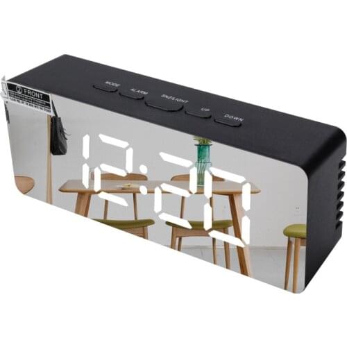 Mirror digital Alarm clock rectangle LED Night Lights Thermometer Wall Clock Lamp without battery Multi-function Desk Clocks USB