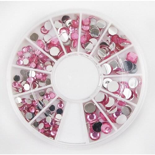 1Box(500Pcs) Pink Acrylic Rhinestone For Needlework FlatBack Cabochon Scrapbook Decoration Craft DIY Embellishments Accessories