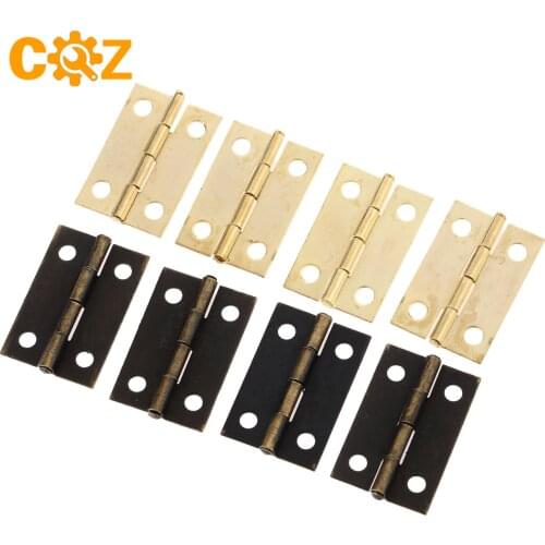 10Pcs 24*16mm Mini Hinges+40pcs Screws Cabinet Drawer Door Butt Hinge Antique Bronze/Gold Decorative Hinges for Jewelry Box