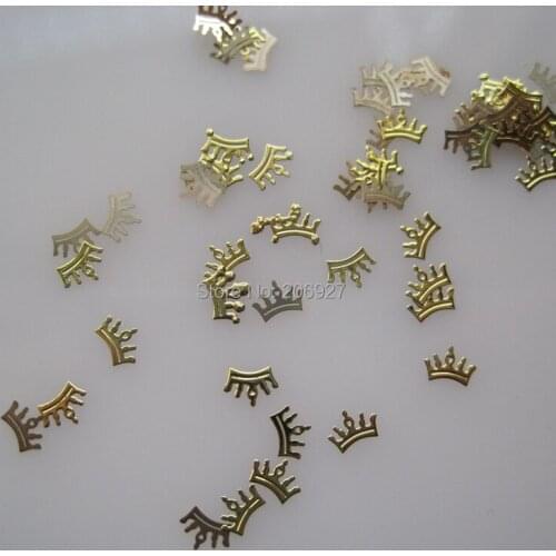 MS202-2 100pcs Gold Cute Crown Metal Sticker Nail Art Metal Sticker Nail Art Decoration Non-adhesive Sticker