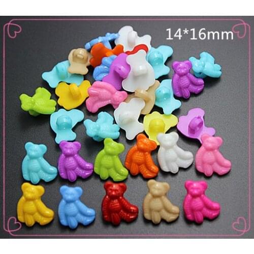 100PCS Mix colors cute animal bear plastic buttons 1 hole Sewing children Buttons