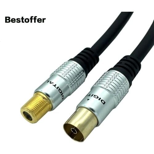 9.5mm Female to F type Female Coaxial TV Satellite Antenna Cable 0.3m