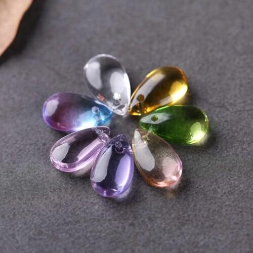 8x14mm 10pcs/lot Water Drop Glasses Bead Gradient Color Czech Glass Charm Loose Beads for DIY Necklace Jewelry Making Findings