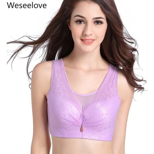 Weseelove Large Cup Soutien Gorge Femme Push Up Bralette Breathable Lace Breast Anti-Exposure Holding Lingerie Feminina M09-3