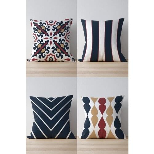 Double Side Printed Morocco Patterned 4'Lü Suede Pillow Decorate Case Good Quality Stylish Home Garden Room Kitchen Gift Convenient Decorative Modern