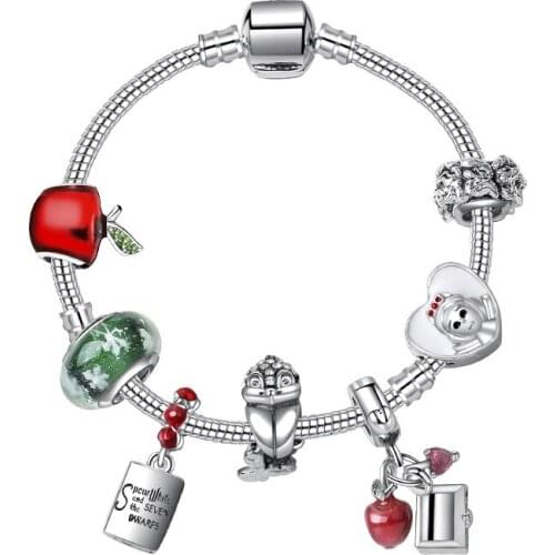 Korean version of the cute princess diary pendant bracelet DIY creative apple bird beaded jewelry