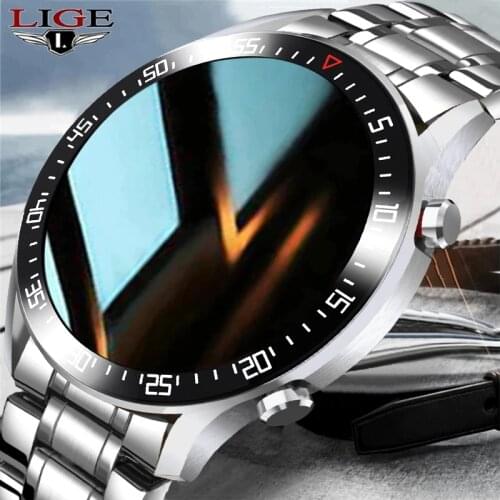 LIGE Smart Watch Men Smartwatch LED Full Touch Screen For Android iOS Heart Rate Blood Pressure Monitor Waterproof Fitness Watch